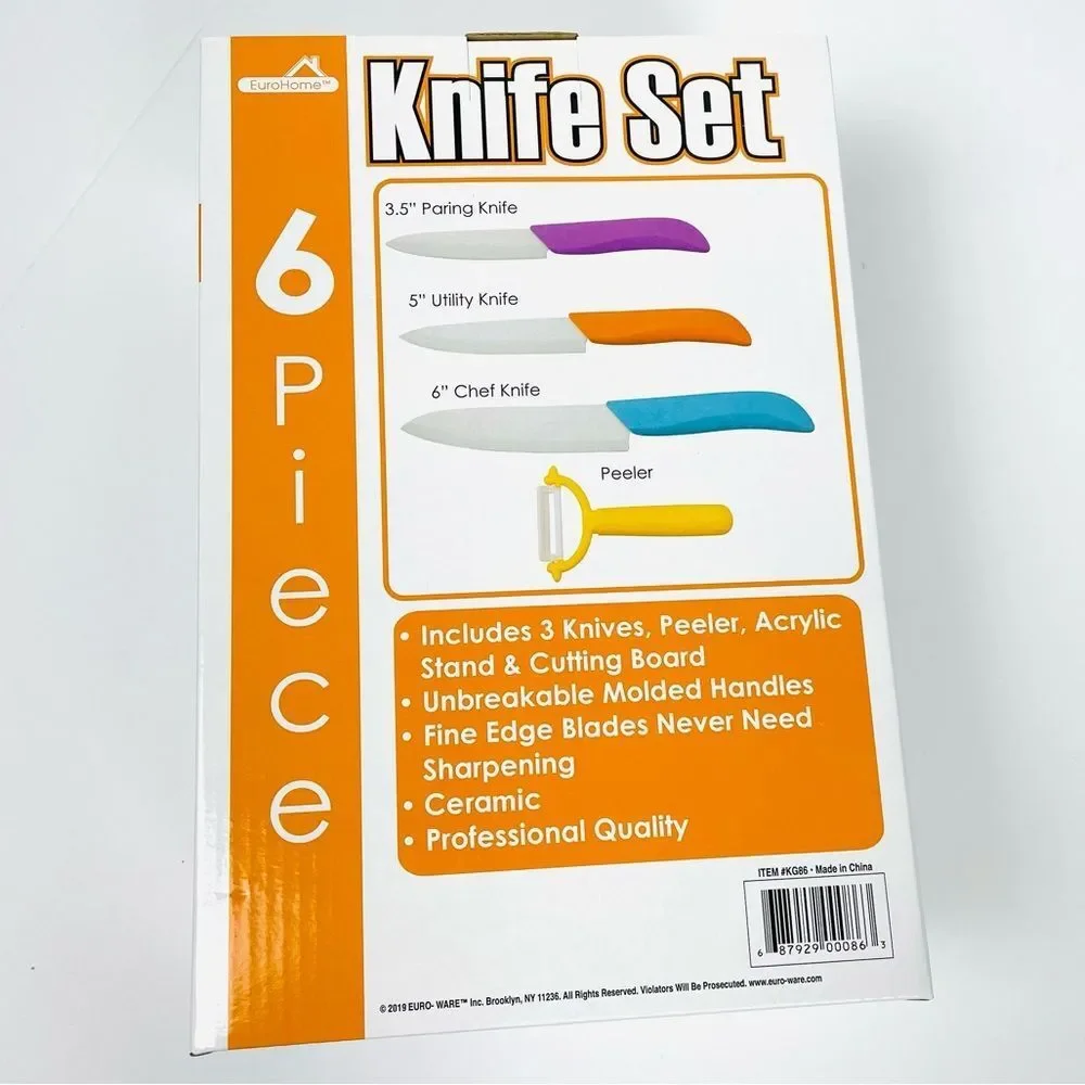 6 Piece Knife Set with Stand & Cutting Board